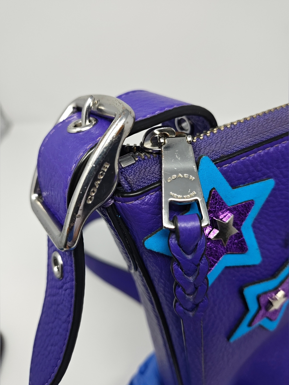 Coach Val Duffle Upcycled w/ 1941 Clutch. Purple/Blue - Picture 12 of 17